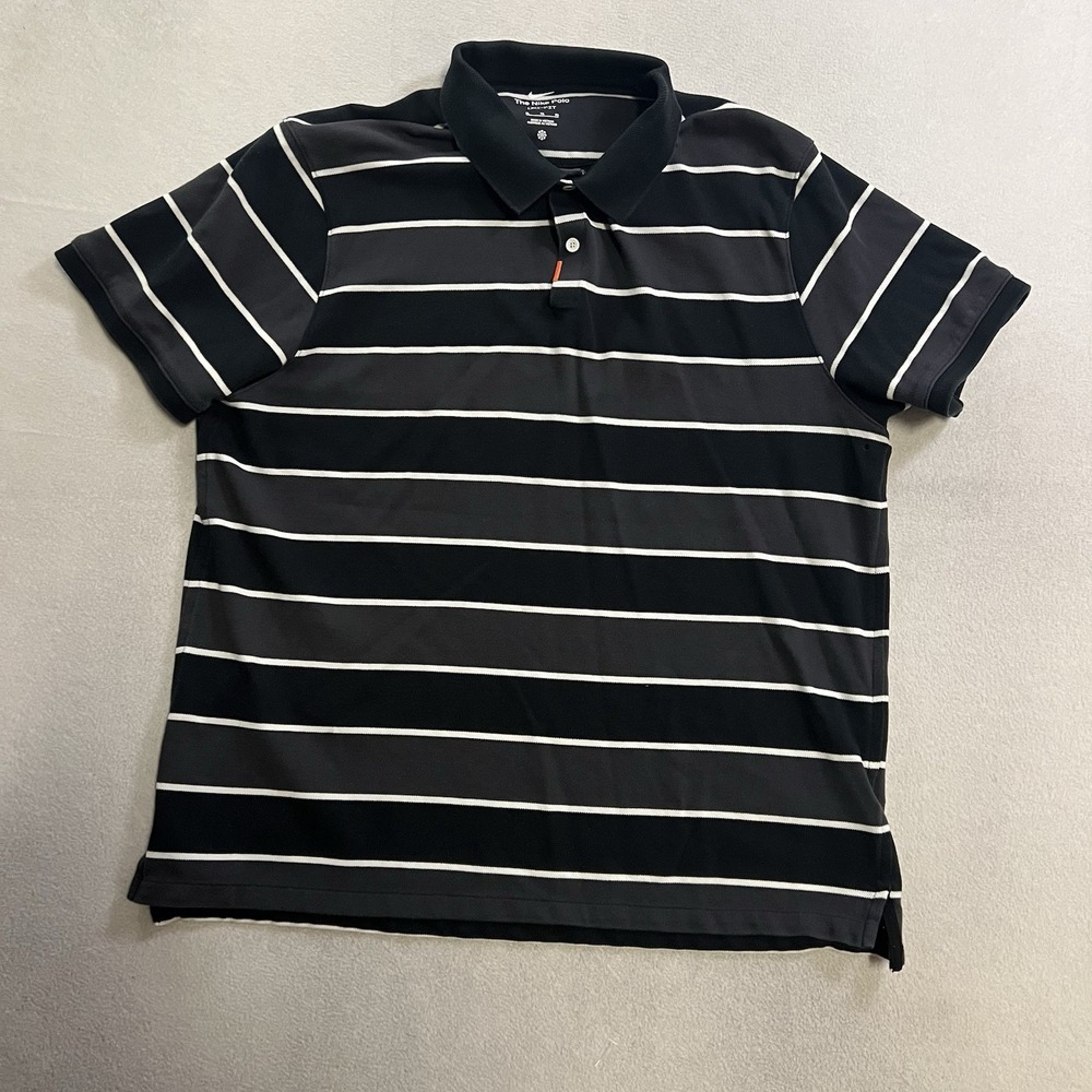 Nike Golf Dri-FIT Polo Shirt Men's Size XL Black Gray Striped Preppy DH0900-010